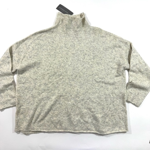 New French Connection Flossy Mock Neck Jumper Sweater Oatmeal - Picture 1 of 6
